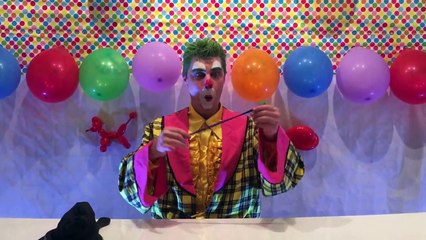 Funny kid's CLOWN Biffy makes a Balloon Sausage Dog. Funny kids video's