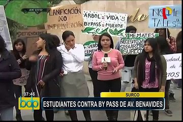 Surco: estudiantes protestan contra by pass de avenida Benavides
