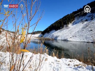 Sarıkamış'taki Ördek Gölü buz tuttu