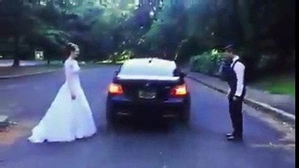 This couple knows how to make an awesome wedding photo.