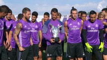 Cristiano Ronaldo shared his award for Best Player in Europe with his teammates