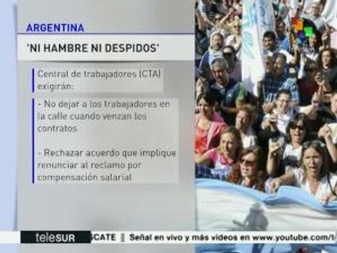 Ni hambre ni despidos , consigna de nuevas marchas en Argentina