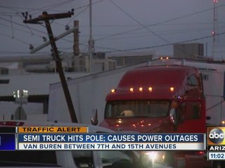 Semi-truck hits power pole, thousands without power