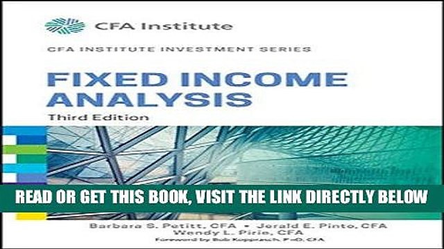 [DOWNLOAD] PDF Fixed Income Analysis (CFA Institute Investment Series) New BEST SELLER