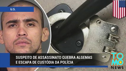 Suspeito de assassinato quebra algemas e escapa da polícia.