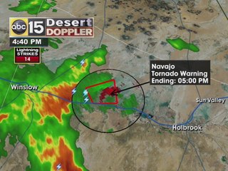 Tornado Warning near I-40 between Winslow and Holbrook