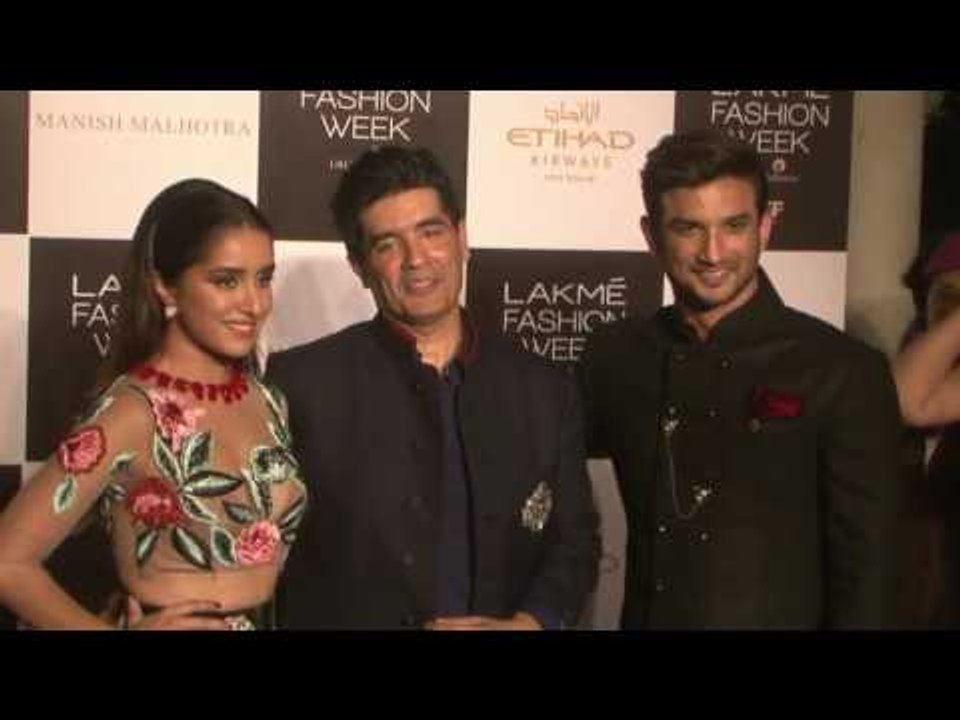 Shraddha Kapoor and Sushant Singh Rajput walk the ramp for Manish Malhotra - Lakme Fashion Week
