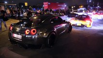 Veilside Mazda RX7 and Liberty Walk Nissan GT-R on the street