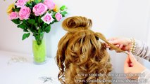 Curly wedding prom hairstyle for long hair. Tutorial.  Bridal Look