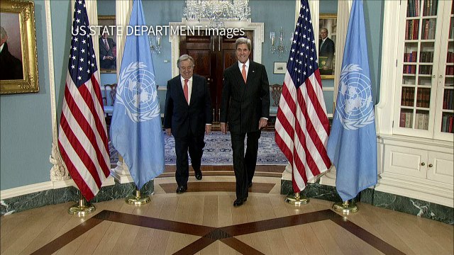 John Kerry meets Antonio Guterres in Washington