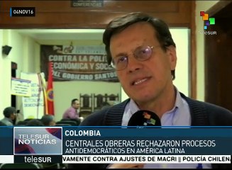 Organizaciones obreras de Colombia rechazan golpe de Estado en Brasil