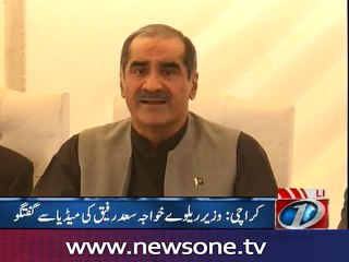 Khawaja Saad Rafique talks to media