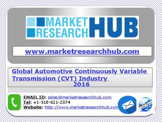 Global Automotive Continuously Variable Transmission (CVT) Industry 2016