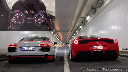 Ferrari 458 Speciale vs Audi R8 INSANE Straight  PART 2