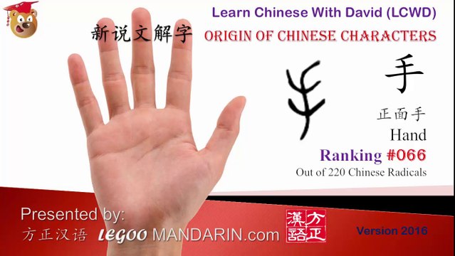 Origin of Chinese Characters - Radical 066 手 手字旁 手形篇 正面手 - Learn Chinese with Flash Cards