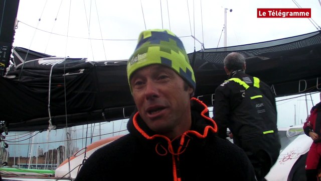 Record du tour du monde en solitaire. Thomas Coville a quitté Brest !