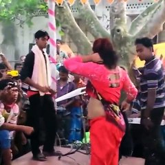 Dance performance on stage on indian song by bohjpuri lady