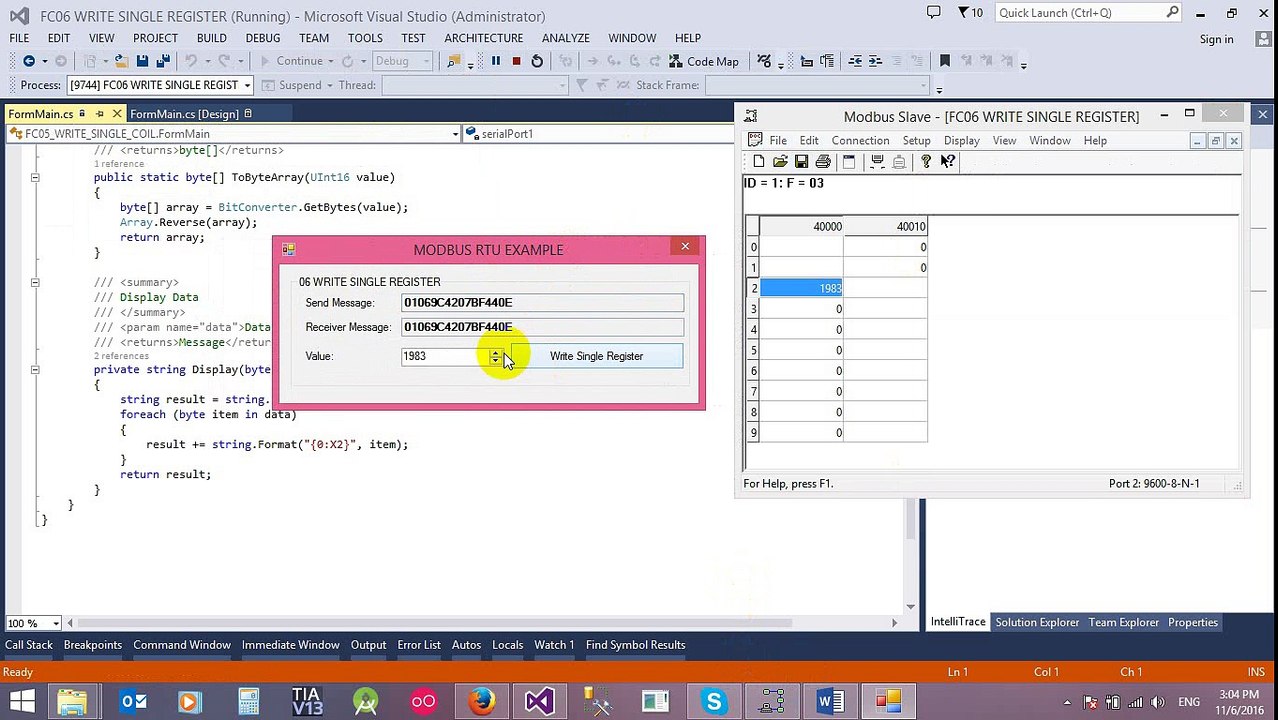 Tutorial 8: Modbus RTU - Function 06 (06hex) Write Single Register