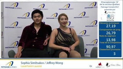 Championnats "A" de la section Québec 2017 - Glace 4, Junior & Senior Danse libre