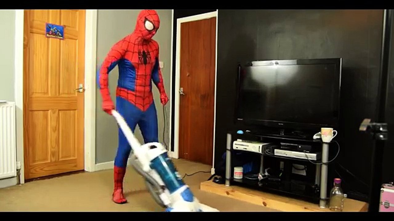 Spiderman Vs Venom - Doing Chores - Superheroes in real life!