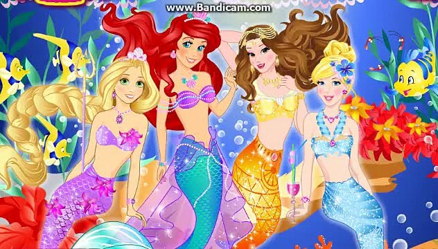 Princess Undersea Party Disney Princess Elsa Rapunzel Ariel Belle Cinderella as Mermaids -