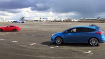 Ford Mustang vs Ford Focus RS - Top Gear: Drag Races - drift battle
