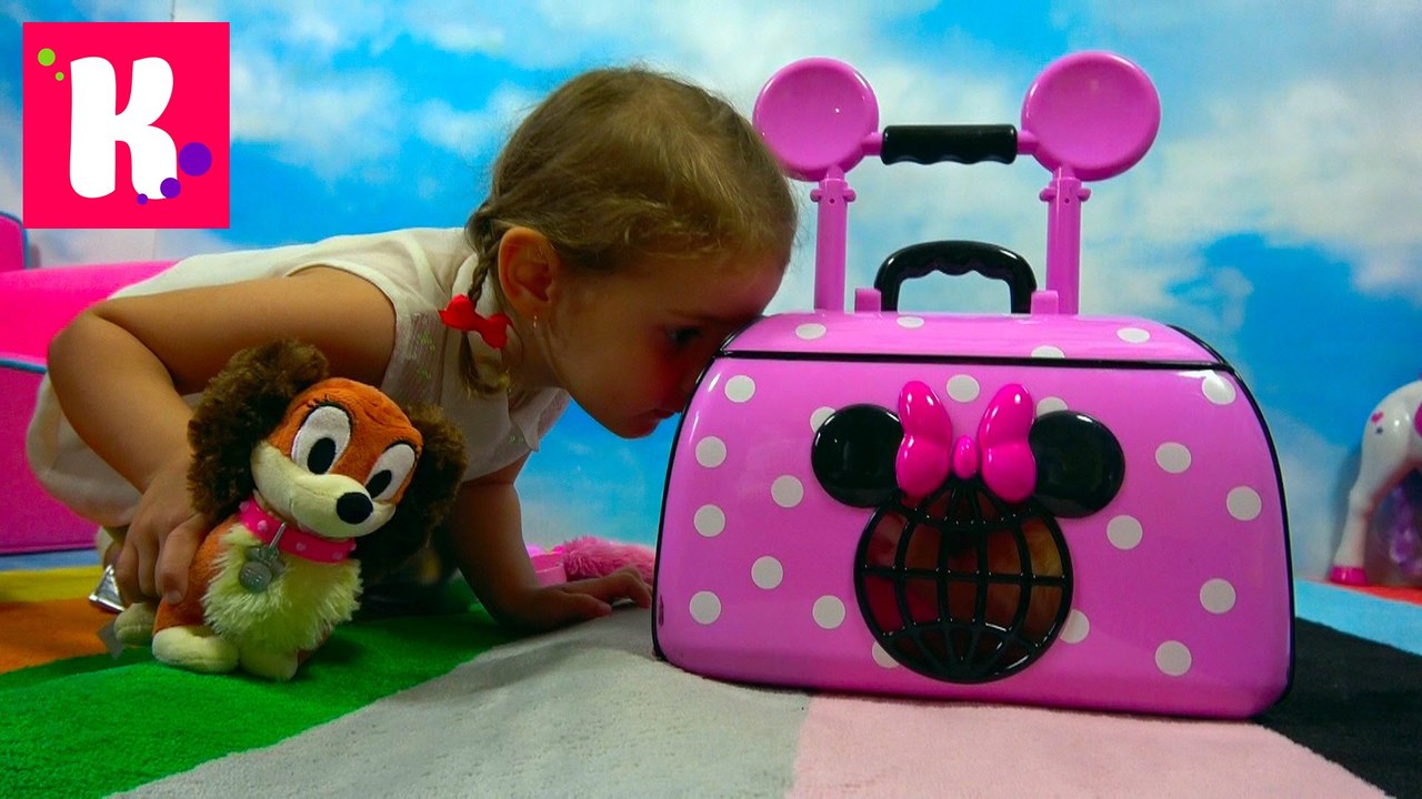 Питомец Минни Маус собачка ФиФи в чемоданчике для перевозки Minnie Mouse pet FiFi unboxing toys