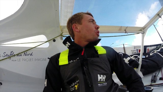 Thomas Ruyant et Tanguy de Lamotte bord à bord / Vendée Globe 2016
