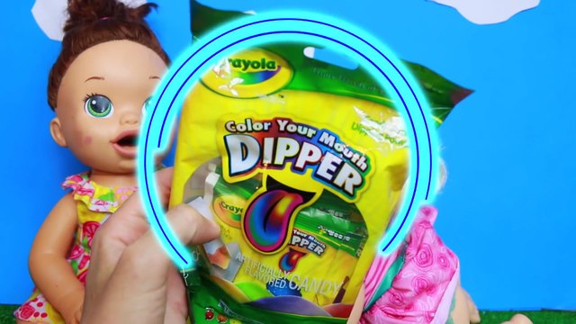 Baby Alive COLOR CHANGE Crayola Color Your Mouth CANDY Pooping Diaper Grossy Yucky Food Challenge