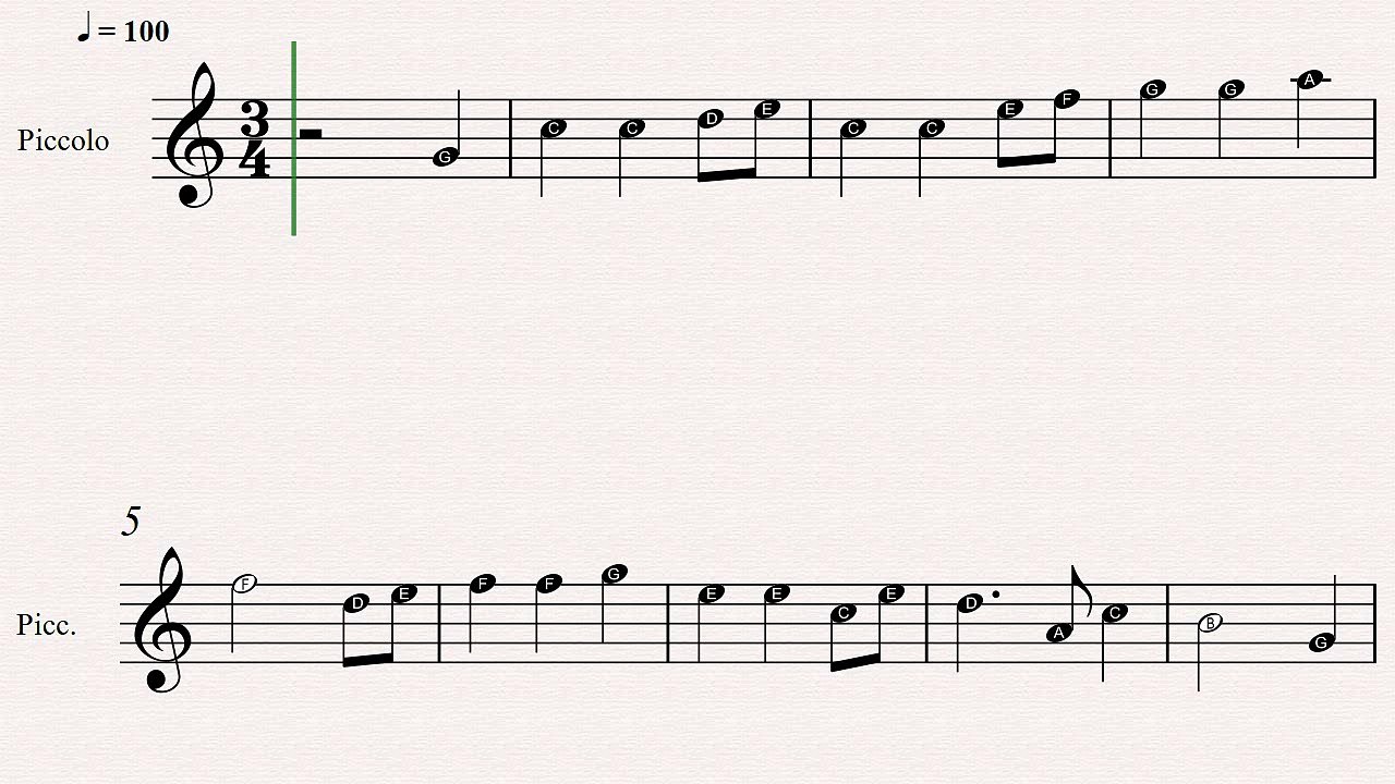 Piccolo Christmas Sheet Music: Away In A Manger