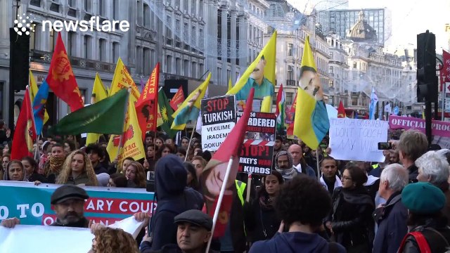 Pro-Kurdish protesters march in London against arrests in Turkey