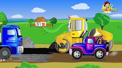 Машинки. Джипик и Асфальтовый каток.4 серия. Машины для детей. Мультики про машинки.