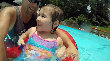 Kids Swim in Several Swimming Pools - Summer Fun For Girls and Baby Compilation