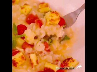 Risoto de tomate cereja, manjericão e queijo coalho