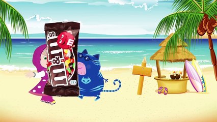 Masha and the Bear Eating a lot of lollipop At the Beach / Learn Color with Masha