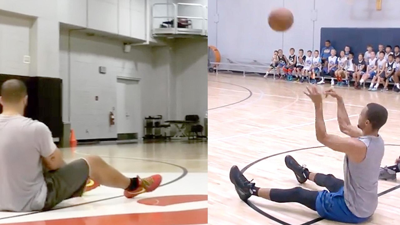 Drake & Steph Curry Drain Half Court Shots Laying Down
