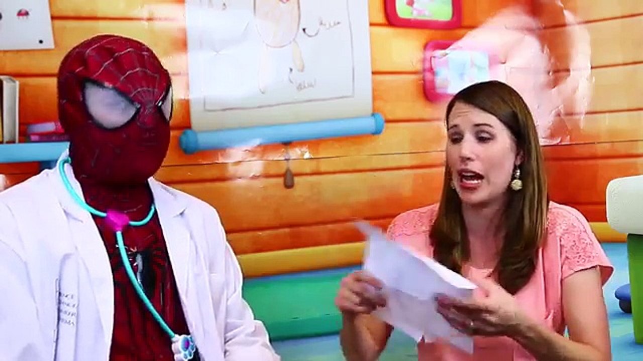Baby Doctor Check Up with Sandra & Dr Spidey McStuffins Sick Kids See Superhero Doctor DisneyCarToys