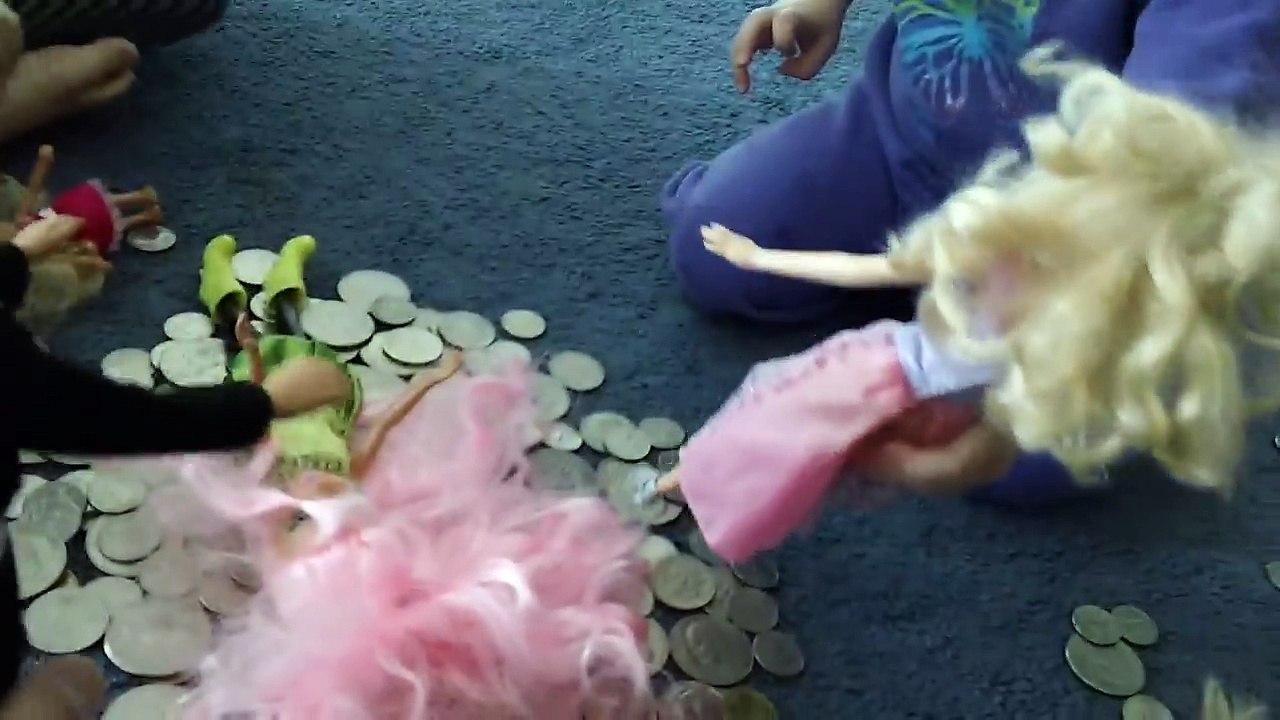 Wedding Barbie , Ken Dancing on Money Coins Princess Anika and Pink Hair Bratz doll