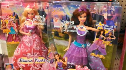 Large Display of Barbie Fashionistas Hairtastic Princess Popstars Doll , Playsets