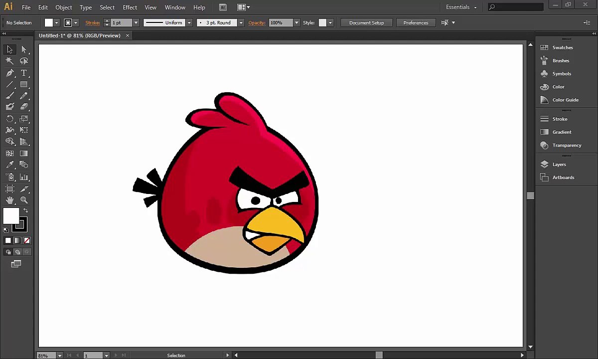 Creating Angry Bird in Illustrator part 1