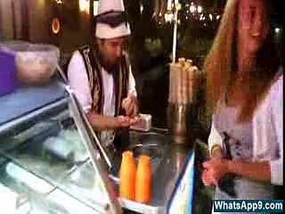 Ice Cream Seller Doing Amazing Trick With Girl