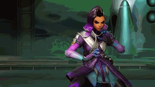 Sombra laughs at the Skycode in one of her emotes
