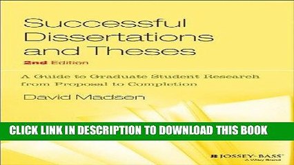 [PDF] Successful Dissertations and Theses: A Guide to Graduate Student Research from Proposal to