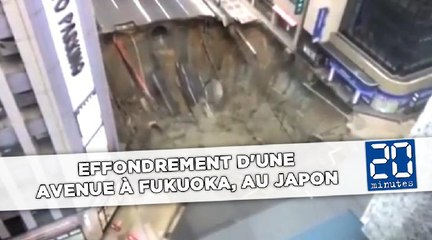 Effondrement d'une avenue à Fukuoka, au Japon