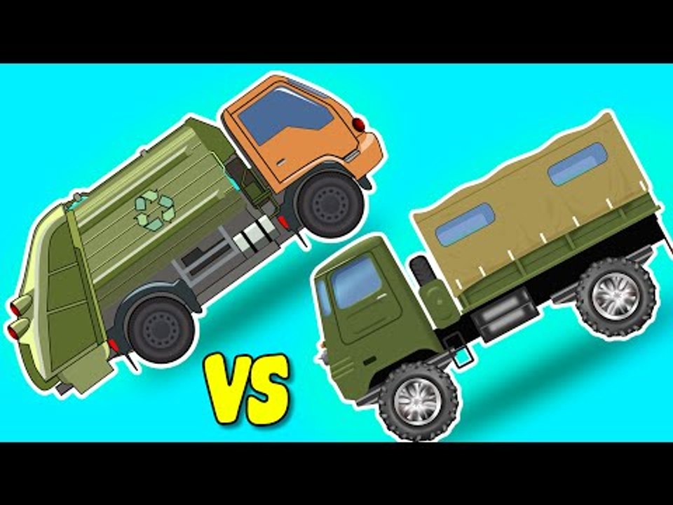 Big Trucks Battle | Garbage truck VS Army truck | Vehicle Mash Up