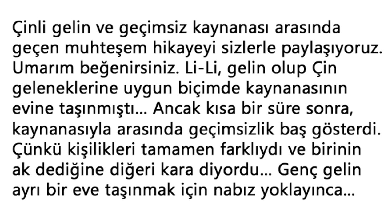 Çinli Gelin İle Kaynanası Hikayesi