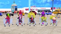 Spiderman Frozen Queen Elsa SpiderGirl Baby Hulk Shopping Cart Finger Family Nursery Rhymes_1