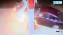 Akaryakıt istasyonuna daldı, polise saldırdı