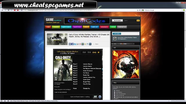 Call of Duty: Infinite Warfare Trainer 10+ Free Download Inf health, no reload, ammo