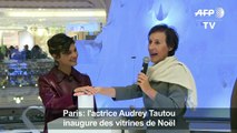 Audrey Tautou inaugure des vitrines de Noël à Paris